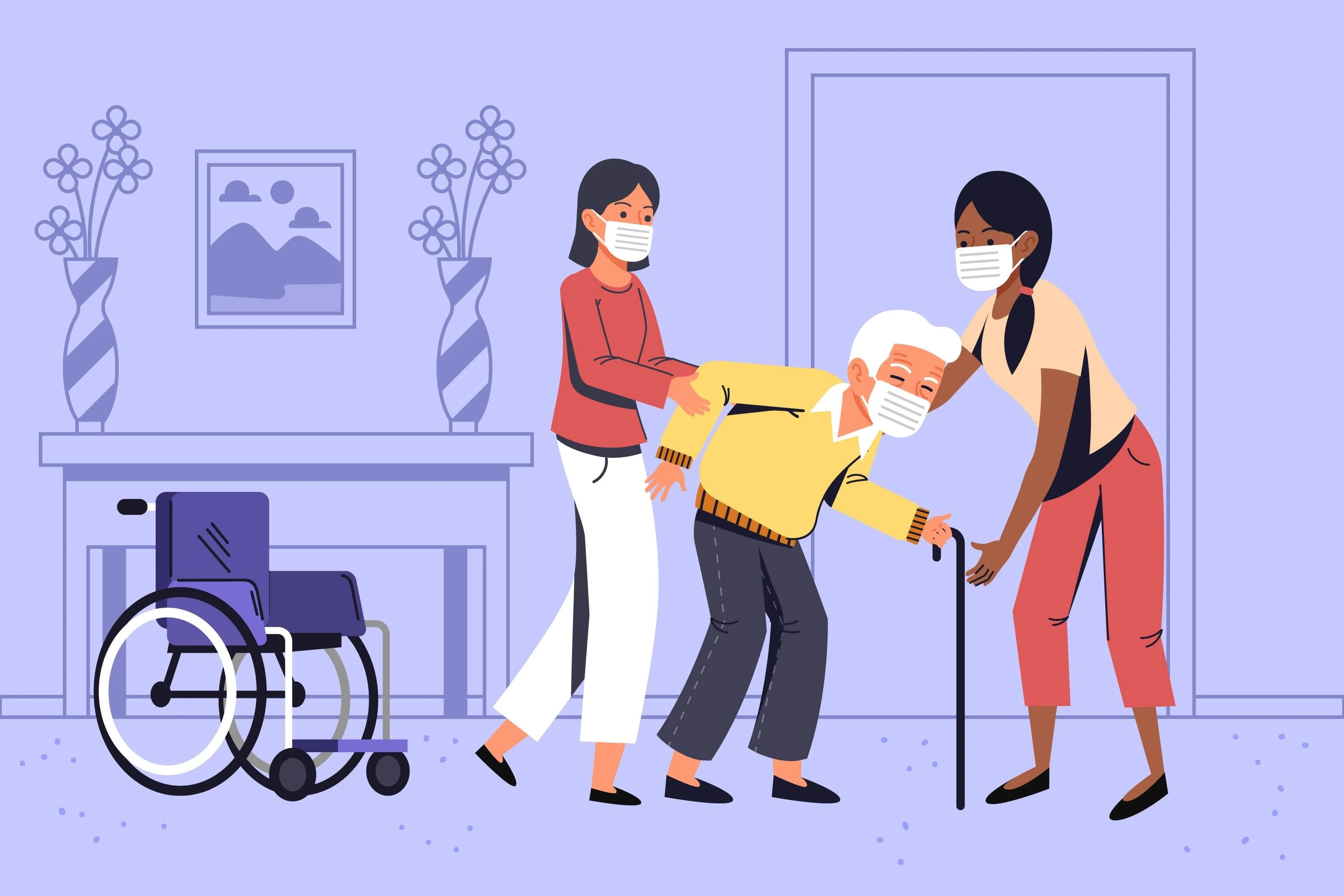 Front view of the old age home building in Madurai.